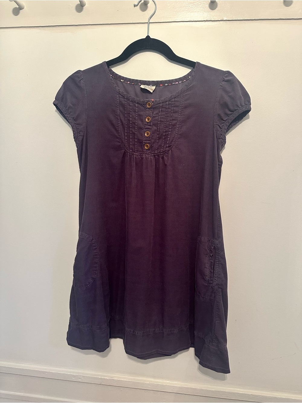 MINI BODEN Casual Short-Sleeve A-Line Corduroy Tunic Dress in Deep Plum size 12